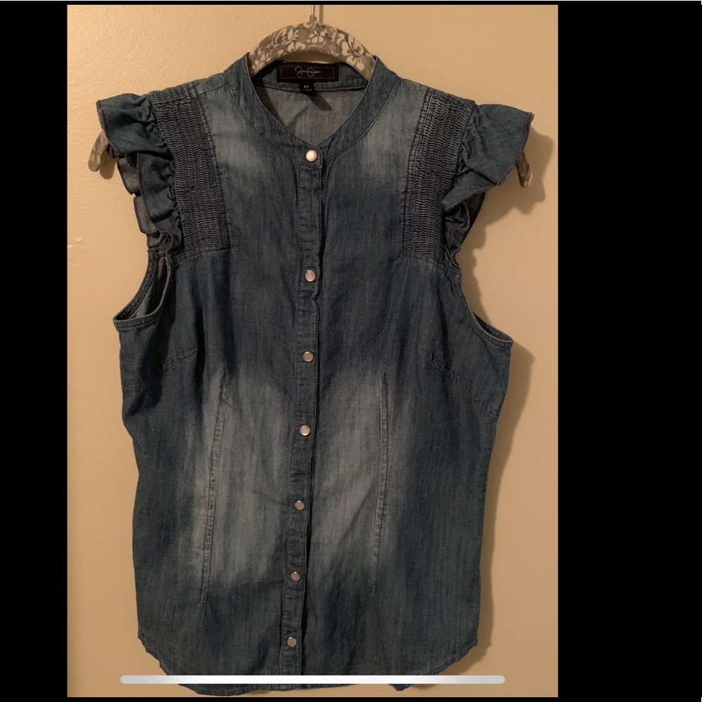 Jessica Simpson Zaria Blue Sleeveless Top Medium